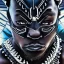 Placeholder: Fantasy, Nigeria rapper olamide badoo as black panther, heroic, award winning, insanely detailed, sunlit, realistic, ocean,acrylic paint, 8k resolution, hdr, trident