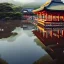 Placeholder: Kiyomizu-dera temple in front of reflective puddle of water and beautiful morning sky, mist, 8k, high-quality, ultrafine-detail, intricate, mixed media, painting, brian froud, howard lyon, anna dittmann, Greg Rutowski, alphonse mucha