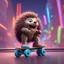 Placeholder: A porcupine on roller skates rollerblading down a street full of colors, Pixar, Disney, concept art, 3d digital art, Maya 3D, ZBrush Central 3D shading, bright colored background, radial gradient background, cinematic, Reimagined by industrial light and magic, 4k resolution post processing