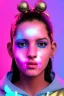 Placeholder: Ultra Realistic image, Rosalía artist, portrait, waist up portrait, long black eye line, sweet face, inflatable hoodie, gold pink and blue style, spray glow make up, led lights, neon, rings piercing nose, led ornament, fog, cold, bubble latex coat, vibrant color, highly detailed, art stations, concept art, smooth, unreal engine 5, god rays, ray tracing, RTX, lumen lighting, ultra detail, volumetric lighting, 3d, finely drawn, high definition, high resolution.