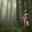 Placeholder: franz frazetta styl, cute elf hunter in the forest clearing