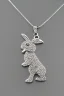 Placeholder: White gold crystal-shaped rabbit necklace