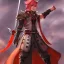 Placeholder: final fantasy 14, crimson red hair, full body male, miqote, wolf ears, orange colored eyes, tan skin, gunbreaker, sword in left hand, white coat, popular knight work