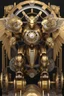 Placeholder: Facing front mechanical cyborg lion turtle straddle wings detailed, intricate, mechanical, gears cogs cables wires circuits, gold silver chrome copper