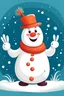 Placeholder: waving snowman with falling snow in the background and wishing you a merry Christmas