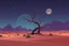Placeholder: Concept art of an alien desert dead tree, no background, low poly, retro graphics