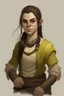 Placeholder: teen woman half orc with beige clothing