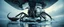 Placeholder: airbrush 3d rendering, frontal close up of alien gremlin underneath chrome centipede lobster huge space ship on small frozen island in lake, pinhole cam, background motion blur