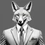 Placeholder: Illustrative sketch of an image of a humanoid fox, ironic, suit and tie, ultra quality line art, 8k