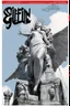 Placeholder: SNIFFIN’ GLUE magazine high res photo cover by Ralph Steadman: special issue #42 on older statues of Saint Maria seen from below, guest star: Lola Glaudini with no inhibitions under the shower, she is blessing the sky in agent provocateur [a lot of writing and table of content issues like indie magazines]