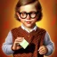 Placeholder: Peter billingsley chubby kid Tortoise-shell glasses, Holding a "dark red bar of soap" in his hand, brown argyle sweater