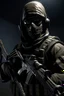 Placeholder: A soldier in the game modern warfare, he wears a solid black creepy mask that covers his face. He is a sniper, but can also run point. His call sign is Wraith.