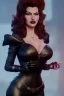 Placeholder: Rita Hayworth as evil queen in black leather, busty, cleavage, curvy, angry, stern look. character design by cory loftis, fenghua zhong, ryohei hase, ismail inceoglu and ruan jia. unreal engine 5, artistic lighting, highly detailed, photorealistic, fantasy