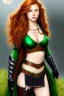 Placeholder: concept illustration,ultra-realistic, super-detailed, strikingly beautiful teen female, 16 years old, long ginger hair, green eyes, medium freckles, full lips, full body, full face, b-cup breasts, athletic, centred camera, ignore NSFW, black skimpy fantasy leather armor,