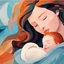 Placeholder: Abstract Mother's Day portrait art Mother and her son abstract illustration Maternal love Baby in