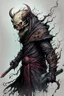 Placeholder: highly detailed full color, concept illustration of an ancient wraith anti hero character , maximalist, sharp focus, highest resolution, in the styles of Alex Pardee, Denis Forkas , and Masahiro Ito, boldly inked, 8k, coarse, gritty textures