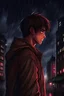 Placeholder: Eren Jager watching up on a rainy night in the city