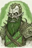 Placeholder: a drawing of a green zombie with a beard and scars, in medieval armour