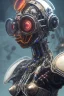 Placeholder: a beautiful full frame portrait digital painting of futuristic gaspunk robot, wide angle view, close-up, macro lens, centered camera, titanium accents, intricate details, small minutiae, tiny features, particulars, colorful, 8k, least ambient occlusion, volumetric lighting, volumetric clouds