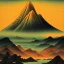 Placeholder: Ukiyo-e painting of a mountain at sunset