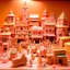 Placeholder: A light pink western town made out of toys designed in Kuna Molas painted by Vincent van Gogh