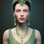 Placeholder: A portrait of a green crystalised jewelry queen, atmospheric, realistic, unreal engine 5, cinematic lighting, octane render.