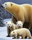 Placeholder: Oso polar con sus cachorros en la nieve cuerpo completo obra de arte pintura al óleo colores contrastantes nítido impactante hiperdetallado sombras 3D hiperrealista coherente clima soleado nubes iluminación cinematografica 8k