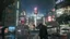 Placeholder: Cyberpunk district with giant foggy skyscarpers, cars, FoV: 100, HD, Unreal Engine 4, heavy rain, rainy streets reflection, neon signs, low contrast, grainy, less color, titanfall,