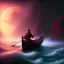 Placeholder: Charon in his boat on the river Styx, red black purple colours, 8k, high definition, fantasy art