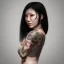 Placeholder: Asian woman with themed tattoos