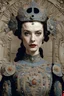 Placeholder: Austrian simbolism, Vivien Leigh Princess wears a Star wars Surrealist Armenian embroidered avant-gard fashion, ornamental details,caravaggism, in David lynch movie style by Max ernst