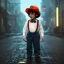 Placeholder: Clockwork orange, Alex toddler, real, full body, distopic background, cyberpunk, dramatic lighting, hyper realistic, 8k