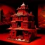 Placeholder: An orangish red frantic fortress designed in Javanese shadow puppets painted by Edward Hicks
