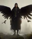 Placeholder: shaman, male native american, long black hair, black hooded coat like wings, 8k resolution concept art portrait by Greg Rutkowski