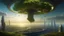 Placeholder: the last tree on earth, view from a far, portal to a space near the tree, few ships flying near the tree, city of the future year 4222, very realistic,