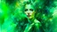 Placeholder: collage, old paper, slightly worn edges, alcohol ink, hyperdetail, portrait of a translucent woman surrounded by a rich dark green background with a slight mist and otherworldly glow, which creates a dreamy and ethereal atmosphere, Anna Razumovskaya, Anna Dittmann, Luis Royo