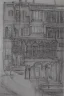 Placeholder: Pencil sketch of Egyptian Hospital, 1990 , It's raining hard, night , houses on the side ، on lined paper