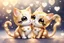 Placeholder: cute chibi cat couple, heart and love, watercolor and black ink outlines, sparkling golden glitter, ethereal, cinematic postprocessing, bokeh, dof