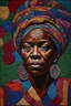 Placeholder: A polychromatic textile portrait, quilting, fabrics, by artist "Bisa Butler"