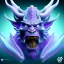 Placeholder: oni purple villain in galaxy, teal and purple smoke, detailed, realistic, 4k