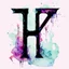 Placeholder: Letter "H" - cyberpunk style - Watercolor and watercolor painted style - Jenna Rainey style