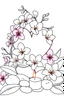 Placeholder: outline art for visually rich appealing heart in orchids plumeria rounded stones candles, ikebana style, coloring page for kids, white background, fit to page, only use outline, clean line art, no shadows, clear and well outlined