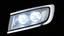 Placeholder: vehicle headlight(with chrome trim) on black background, add details and inner glow