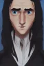 Placeholder: black hair freckles blue eyes young wizard beardsley