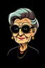 Placeholder: fancy cartoon grandma with sunglasses in black background