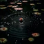 Placeholder: a raindrop creating a beautiful circle in a pond, dark colours