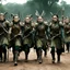 Placeholder: (Month python and Pan's Labyrinth (2006)) heavily armed female elf group on the march, rusty and dusty with sharp pole arms