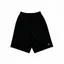 Placeholder: Folded traning short, top view, flat lay, realistic, male active wear, black smooth material, short trouser leg, no logo,