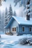 Placeholder: Generate a serene winter scene with softly falling snow, frosted trees, and a cozy cabin. Use cool blues and whites to evoke the tranquility of a winter landscape.