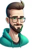 Placeholder: portrait d'un developpeur souriant qui est sur son pc un avatar